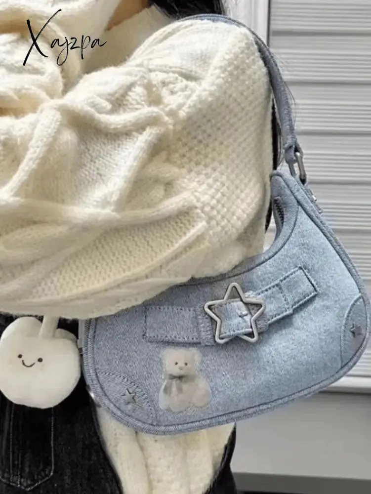 Star Embellish Pu Leather Shoulder Bag