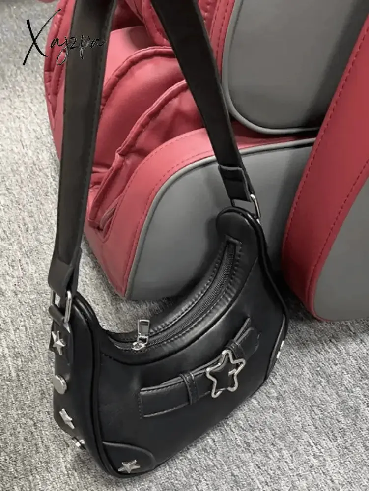 Star Embellish Pu Leather Shoulder Bag