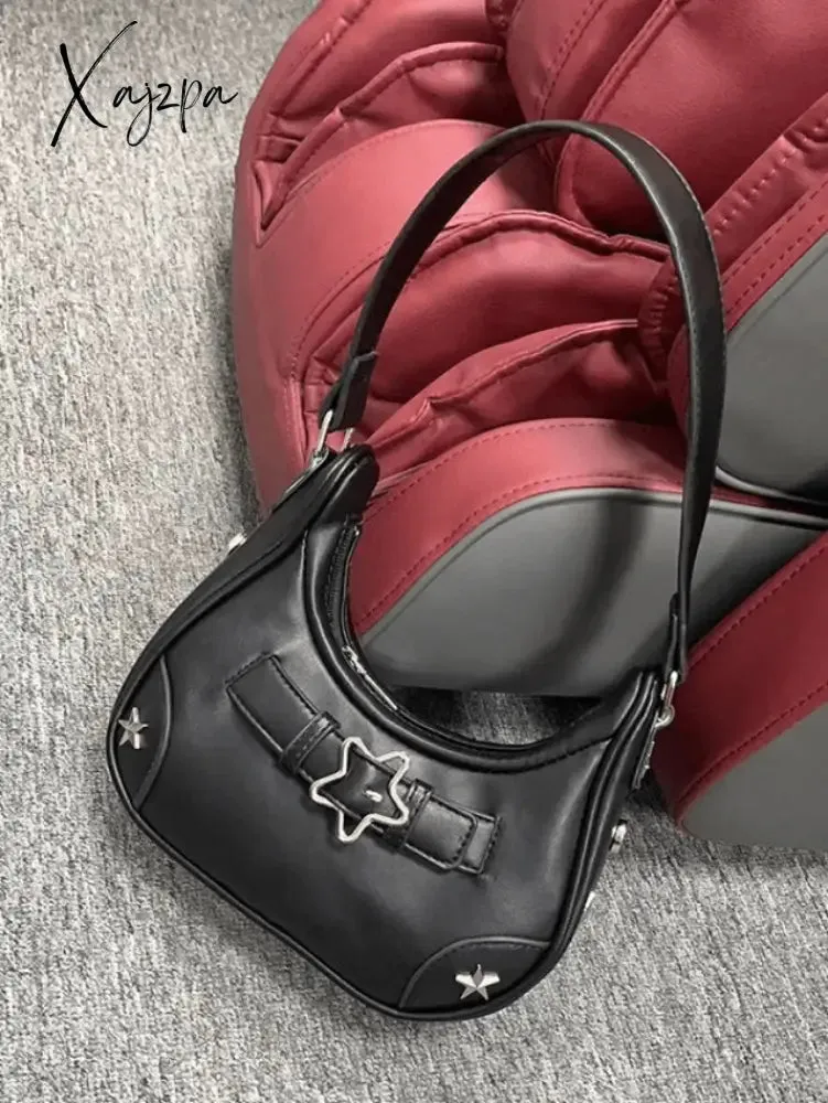 Star Embellish Pu Leather Shoulder Bag