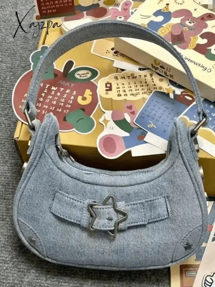 Star Embellish Pu Leather Shoulder Bag