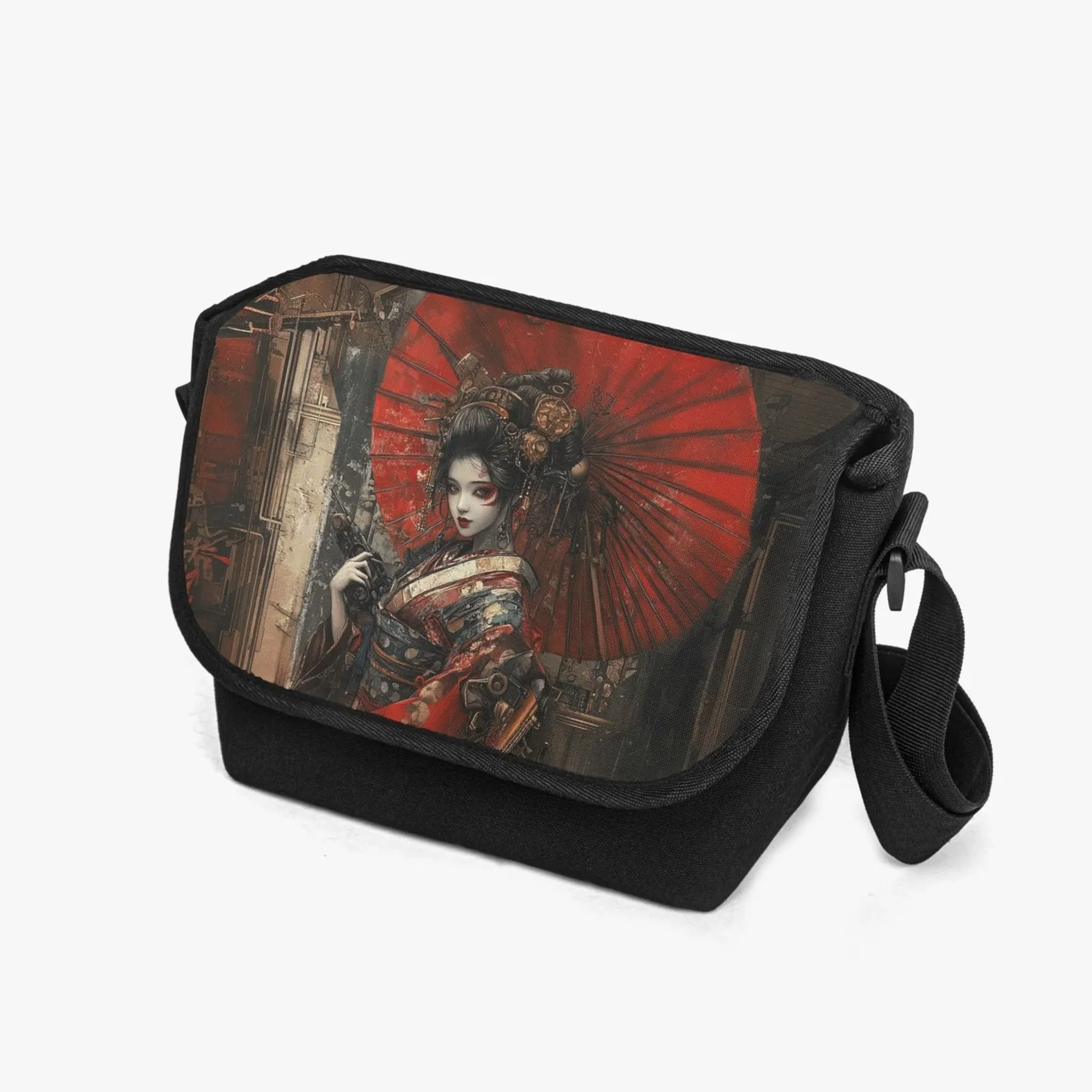 Steampunk Red Kimono Geisha Messenger Bag (JPMESSGRK)