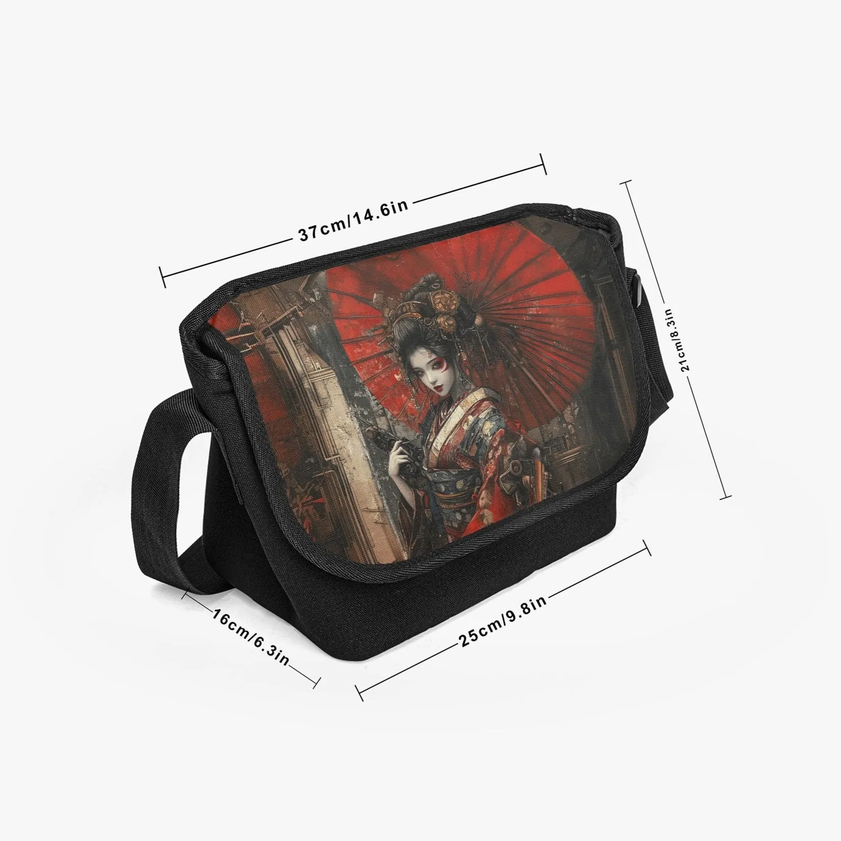 Steampunk Red Kimono Geisha Messenger Bag (JPMESSGRK)
