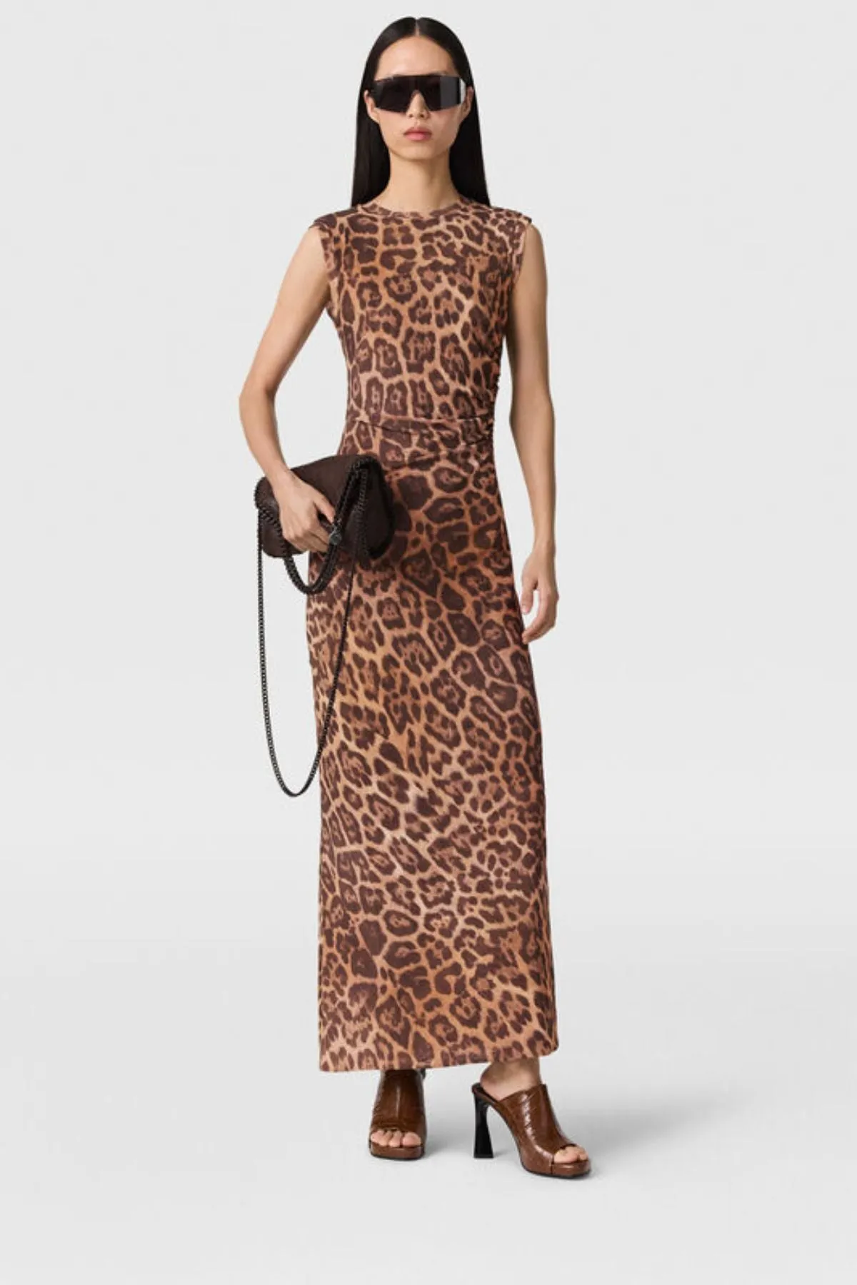 Stella McCartney Leopard Mesh Sleeveless Dress - Multicolour Brown
