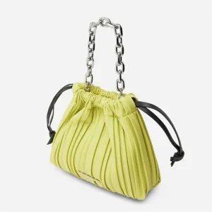 Stitching Ruffled Drawstring Bucket Bag Women's Shoulder Diagonal Womens Bag