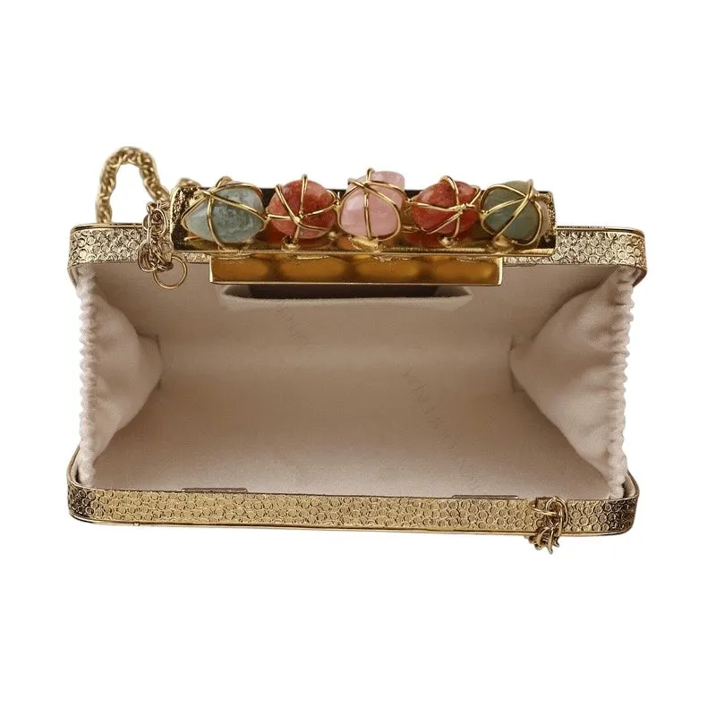 Stone Ring Clutch Purse