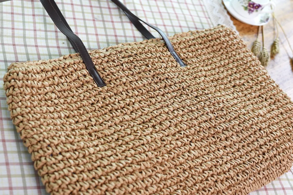 Straw Bag Beach Bag Grass Bag Simple Crochet Bag Rattan