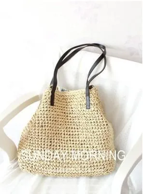 Straw Bag Beach Bag Grass Bag Simple Crochet Bag Rattan