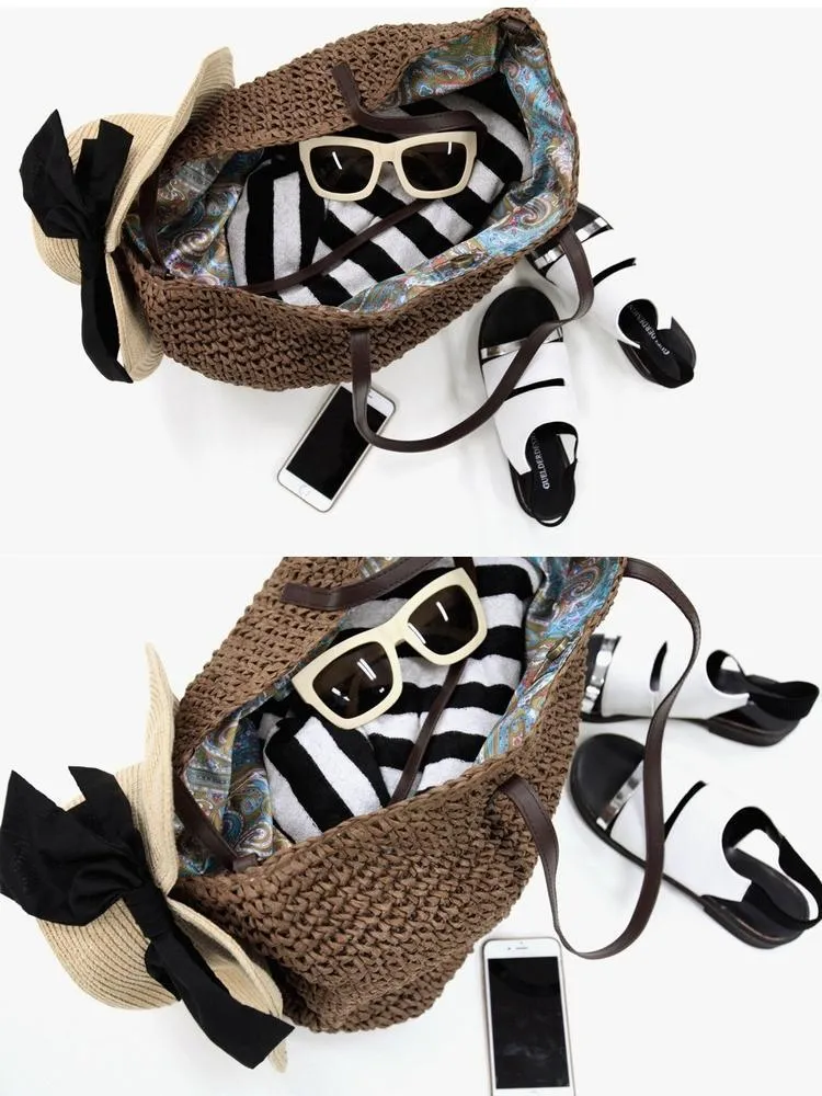 Straw Bag Beach Bag Grass Bag Simple Crochet Bag Rattan