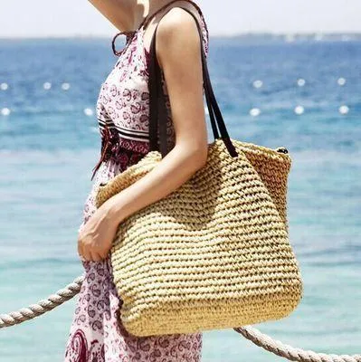 Straw Bag Beach Bag Grass Bag Simple Crochet Bag Rattan