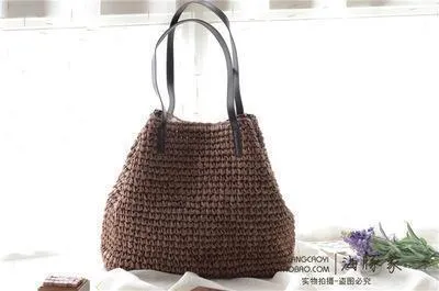 Straw Bag Beach Bag Grass Bag Simple Crochet Bag Rattan