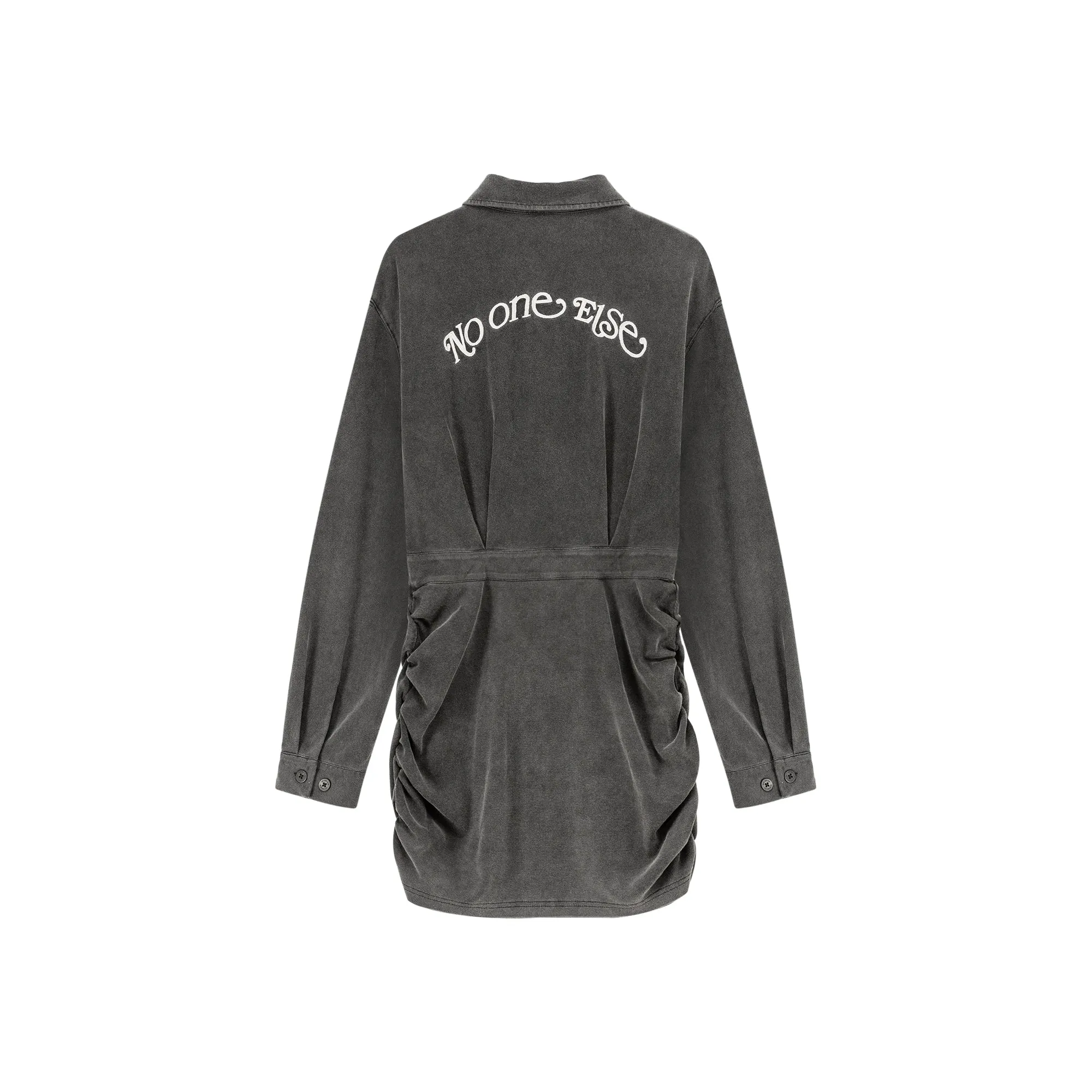 String Shirring Shirt Mini Dress