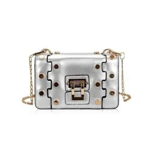 Studded Chain Chic Crossbody Bag - Silver
