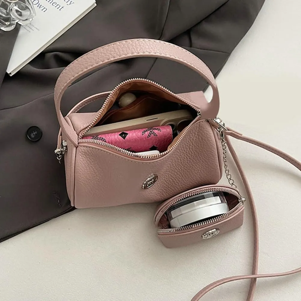Stylish Cylinder Handbag with Zipper Bag Commuter Cross Body Bags Premium PU Leather Shoulder Bags for Women 2025