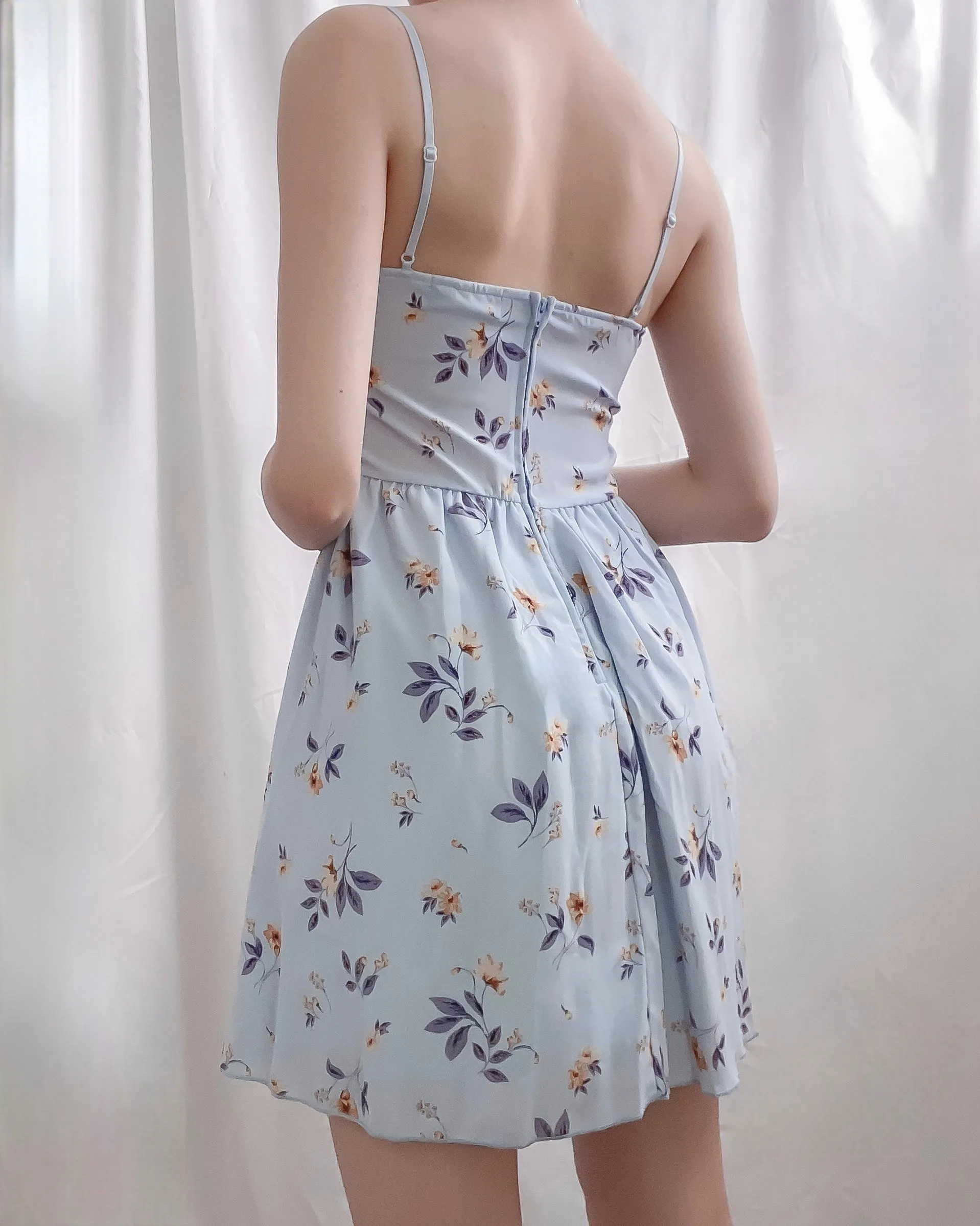 Sunniva Blue Sunflower Floral Dress