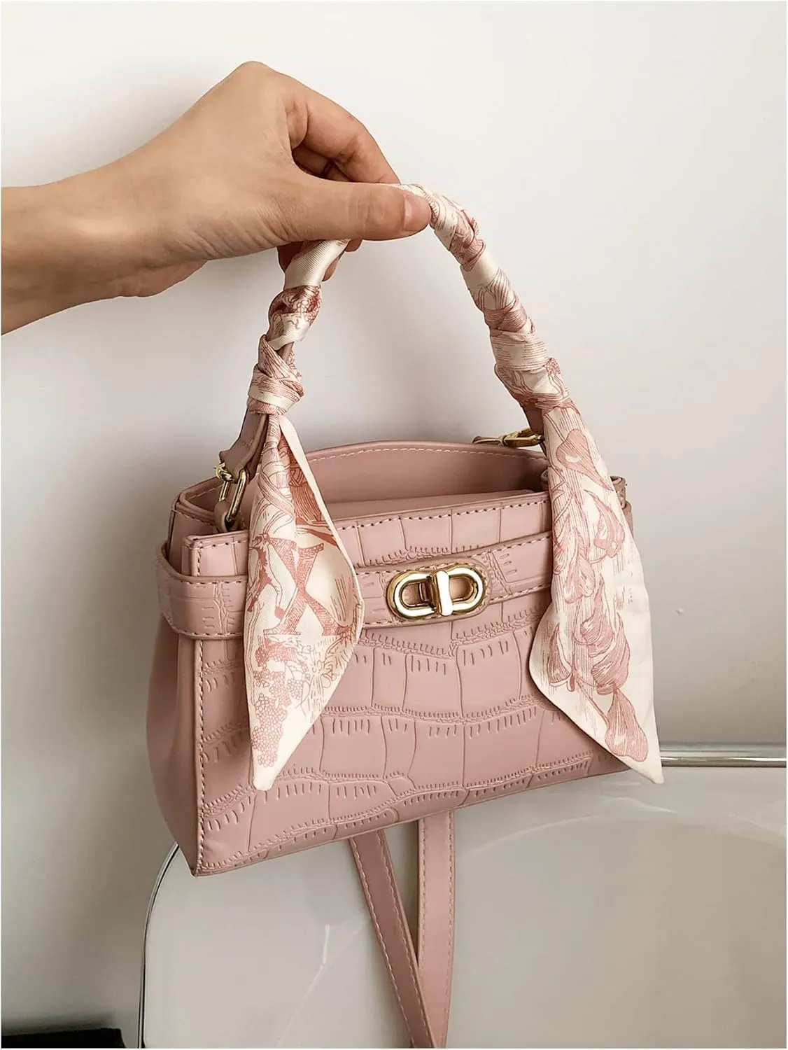 SweatyRocks Women's Crocodile Satchel Purses and Handbags Top Handle Leather Crossbody Bags