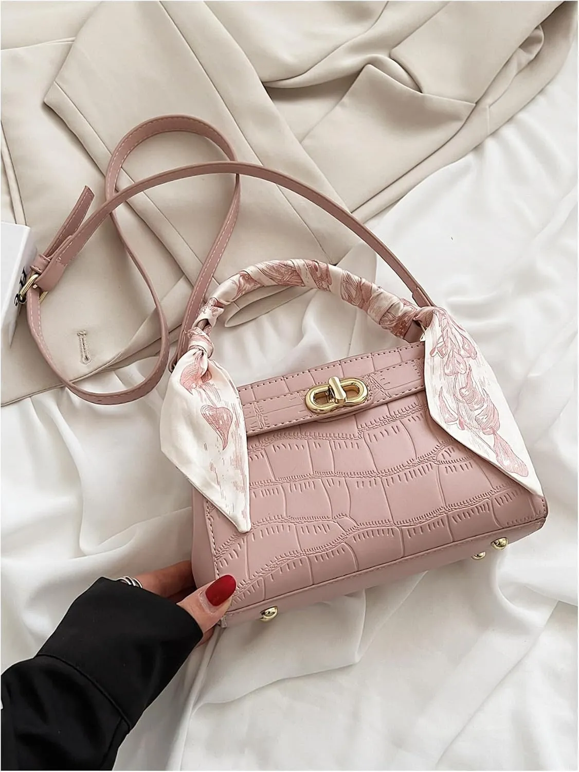 SweatyRocks Women's Crocodile Satchel Purses and Handbags Top Handle Leather Crossbody Bags