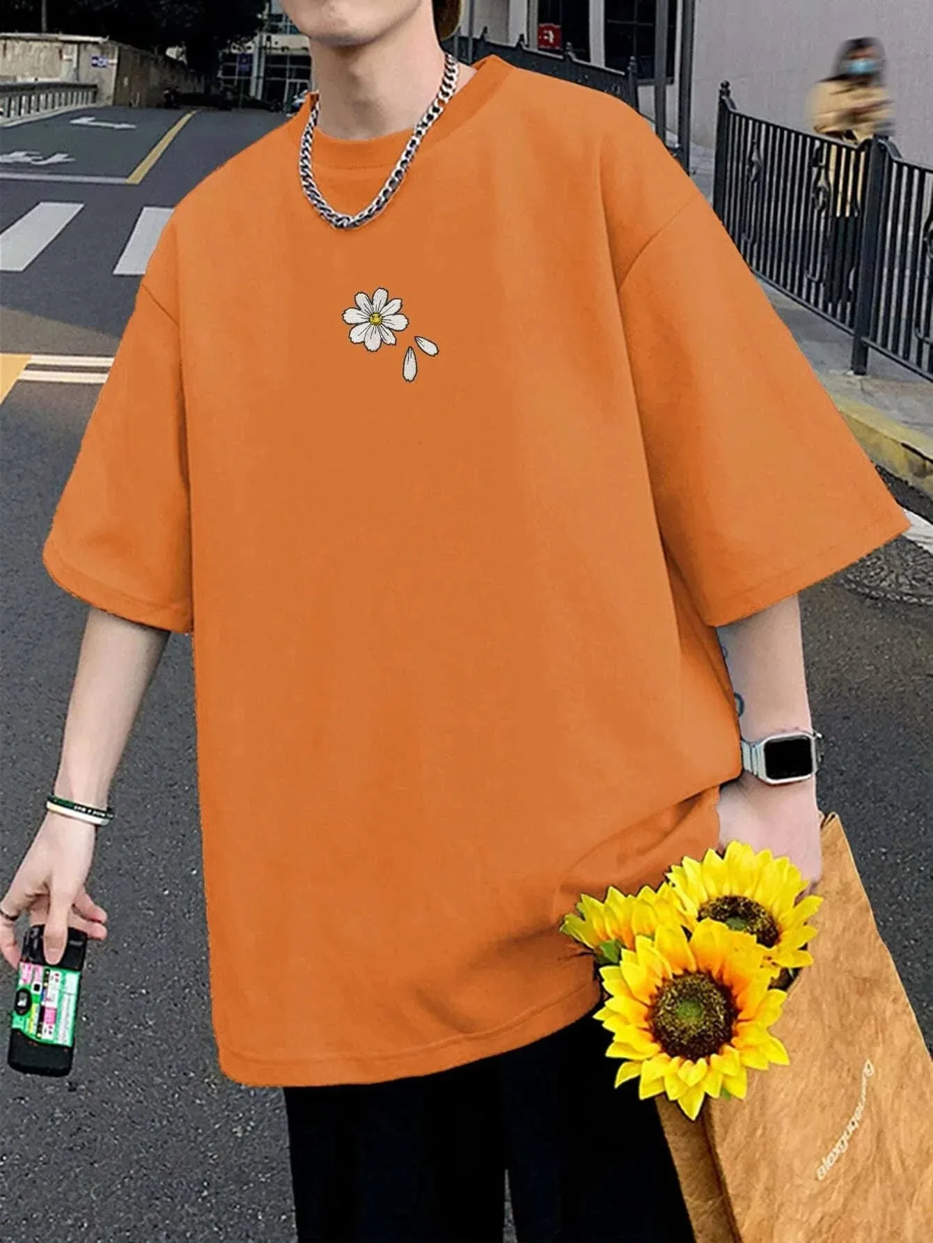 SXV  'Tiny Flower’ Printed Cool Aesthetic Oversized Korean kwaii T-shirt