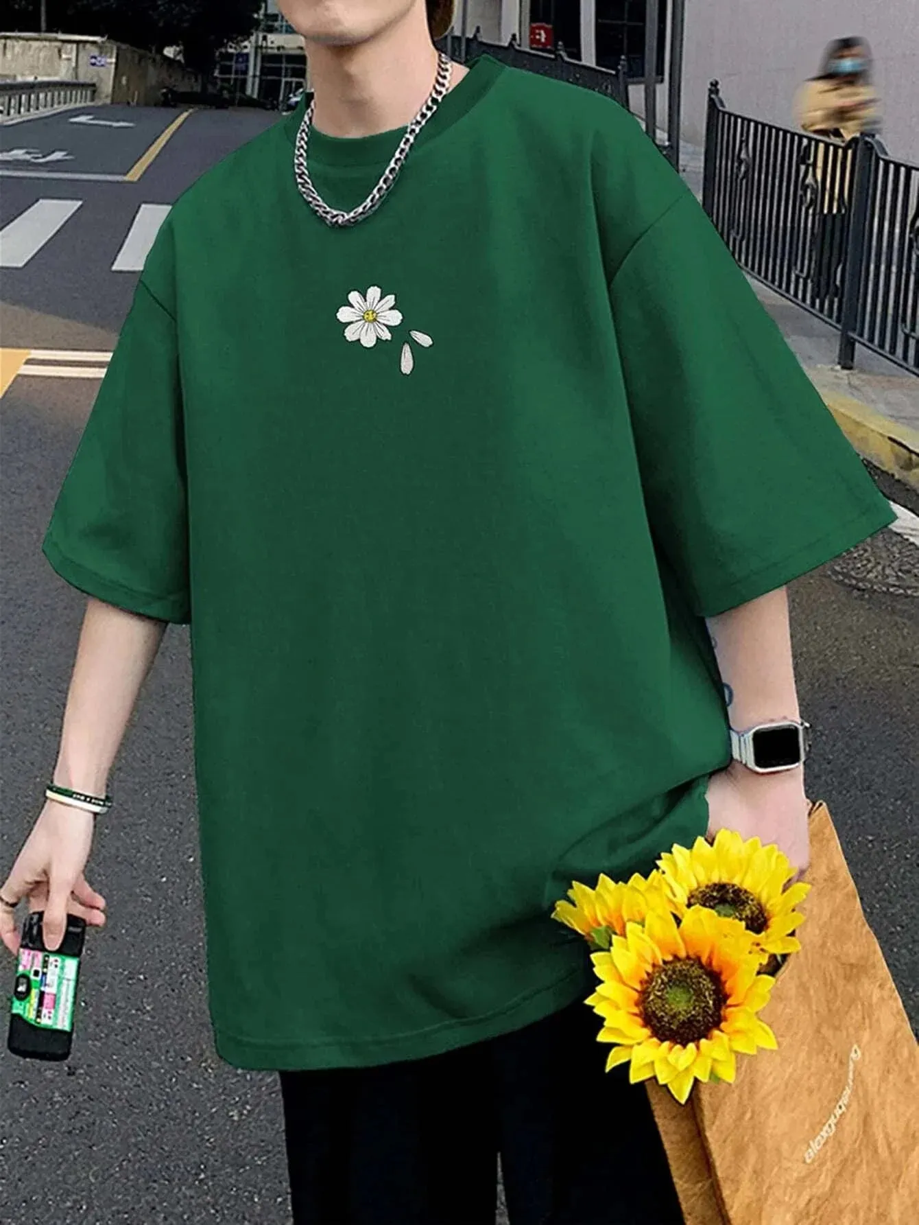 SXV  'Tiny Flower’ Printed Cool Aesthetic Oversized Korean kwaii T-shirt