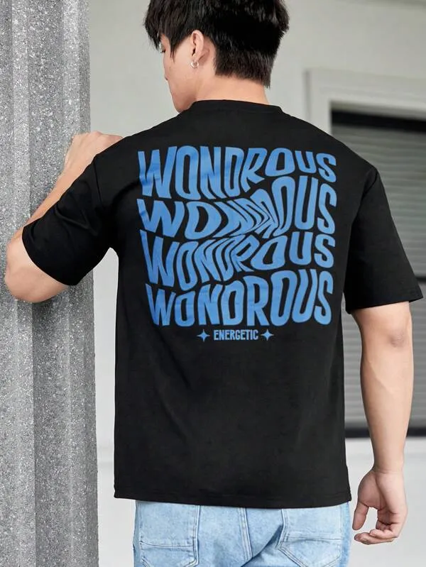 SXV  'WONDROUS’ Printed Cool Aesthetic Oversized Baggy Korean T-shirt