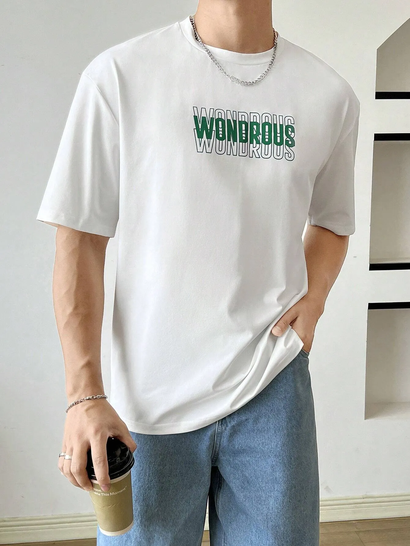 SXV  'WONDROUS’ Printed Cool Aesthetic Oversized Baggy Korean T-shirt