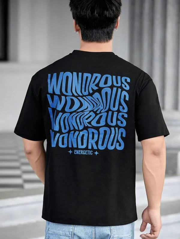 SXV  'WONDROUS’ Printed Cool Aesthetic Oversized Baggy Korean T-shirt