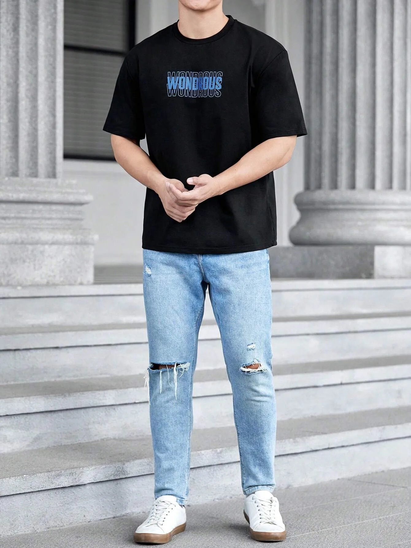 SXV  'WONDROUS’ Printed Cool Aesthetic Oversized Baggy Korean T-shirt