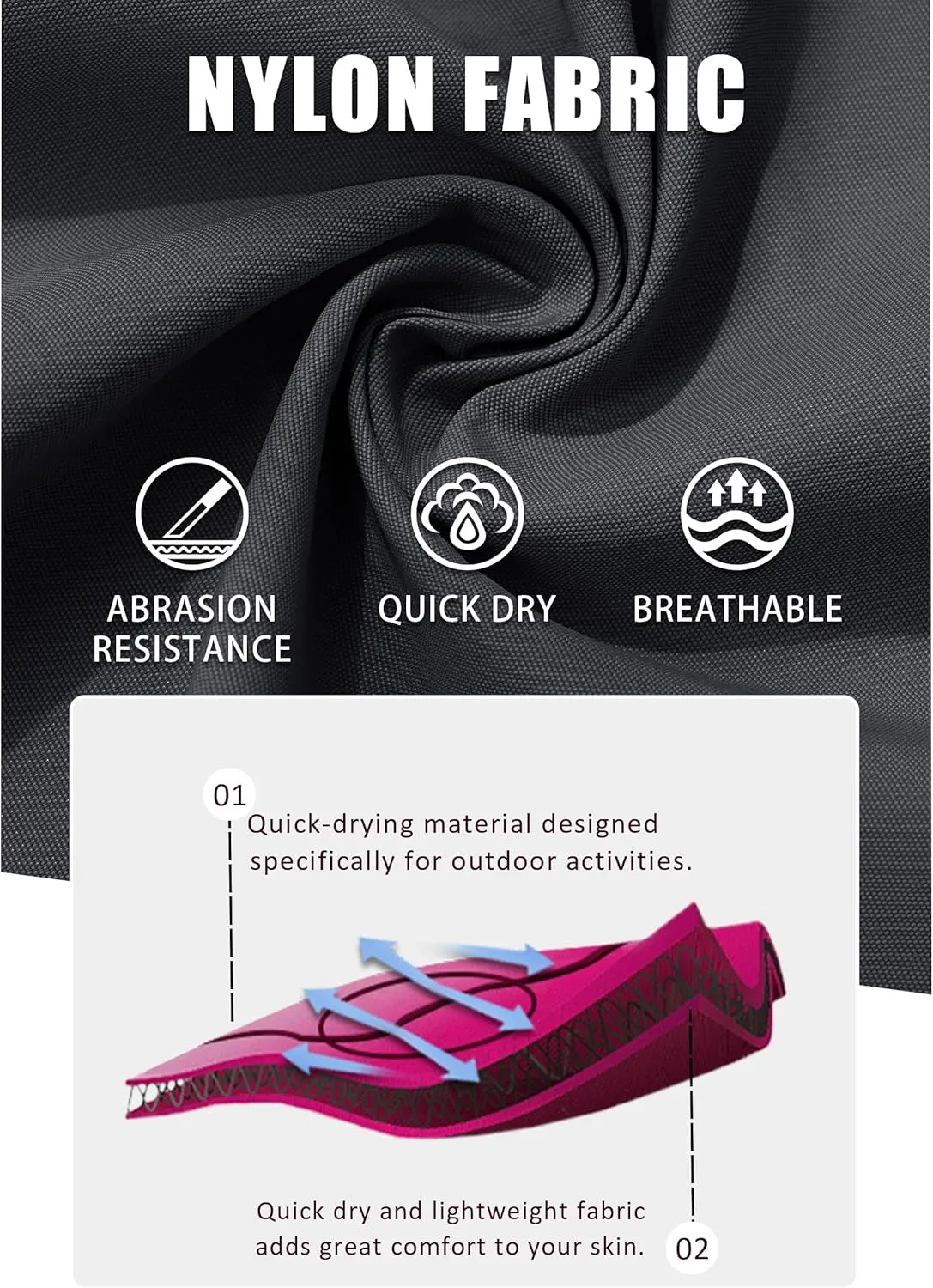 TACVASEN Men's Breathable Quick Dry Solid Convertible Long Sleeve Shirt Fishing Hiking Safari