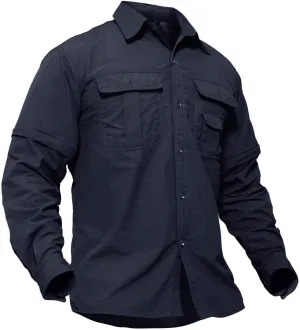TACVASEN Men's Breathable Quick Dry Solid Convertible Long Sleeve Shirt Fishing Hiking Safari