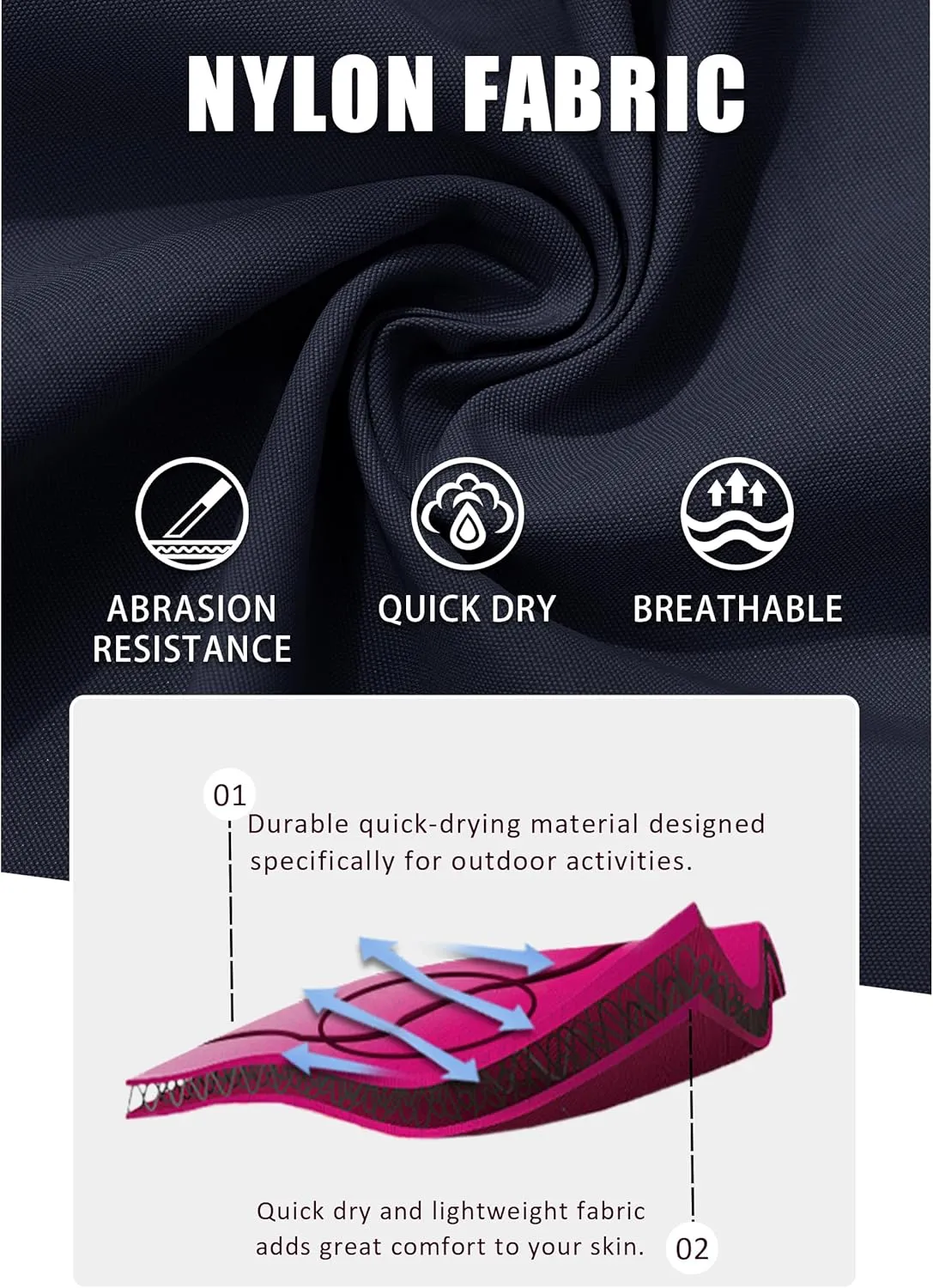 TACVASEN Men's Breathable Quick Dry Solid Convertible Long Sleeve Shirt Fishing Hiking Safari