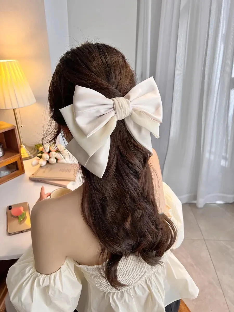 TAVIMART  -  Korean Solid Color Bowknot Hair Clips for Women Girls Trendy Big Bow Clip Ponytail Clips Barrettes Pin Accessories