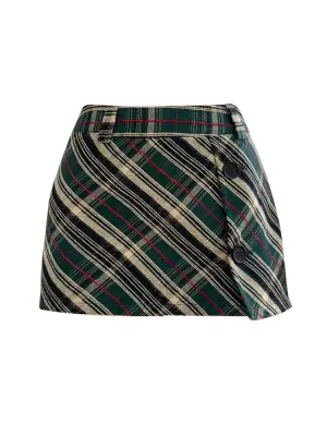 TAVIMART  -  Summer Women Old Money Plaid Mini Skirt Vintage Preppy Style Gyaru 2000s Aesthetic Korean Fashion Coquette Y2k Streetwear Hot