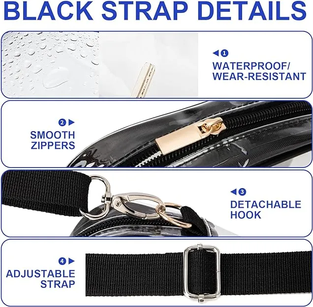TEABAN Clear Delicate Crossbody Purse Bag, Stadium Approved Transparent Bag for Festivals, Sports Events, Small Concerts Bag - Black