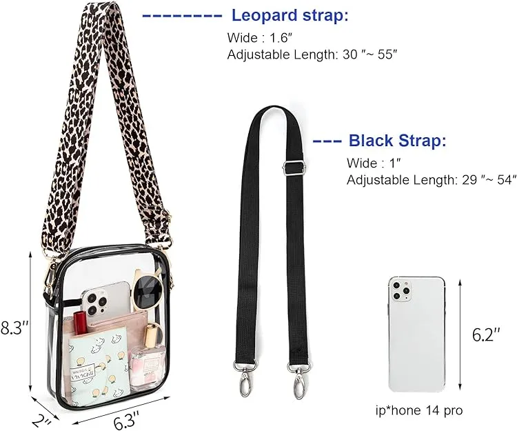 TEABAN Clear Delicate Crossbody Purse Bag, Stadium Approved Transparent Bag for Festivals, Sports Events, Small Concerts Bag - Black