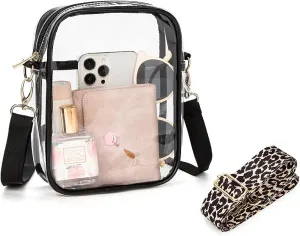 TEABAN Clear Delicate Crossbody Purse Bag, Stadium Approved Transparent Bag for Festivals, Sports Events, Small Concerts Bag - Black