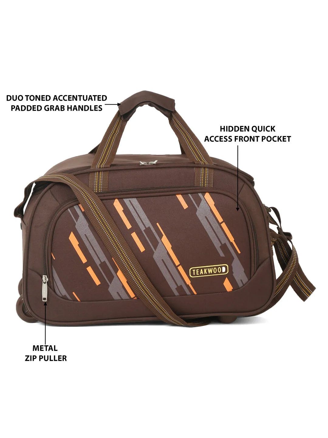 Teakwood Leather Brown Printed Large Duffel Bag