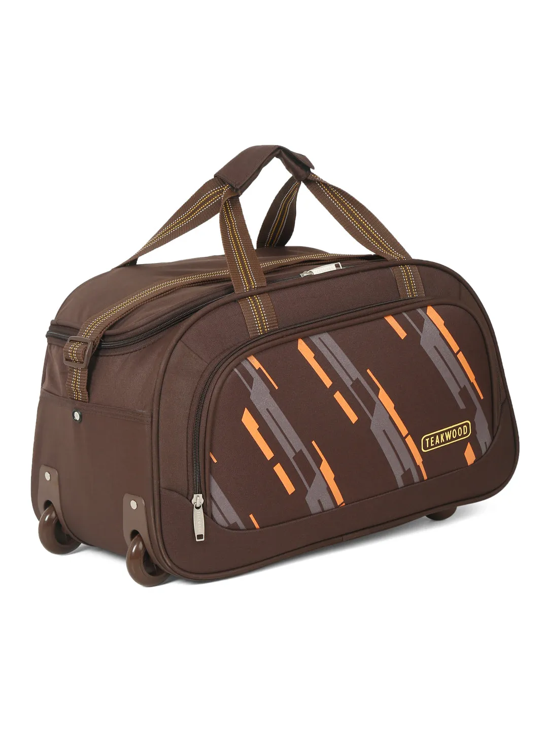 Teakwood Leather Brown Printed Large Duffel Bag