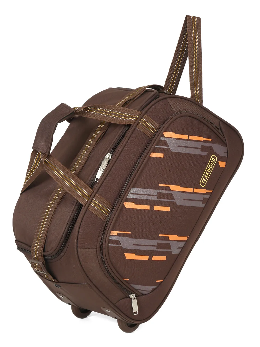 Teakwood Leather Brown Printed Large Duffel Bag