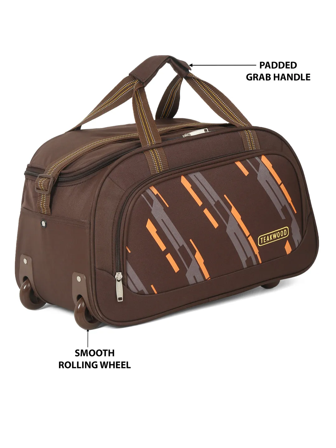 Teakwood Leather Brown Printed Large Duffel Bag