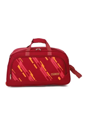 Teakwood Leather Maroon Printed Small Duffel Bag