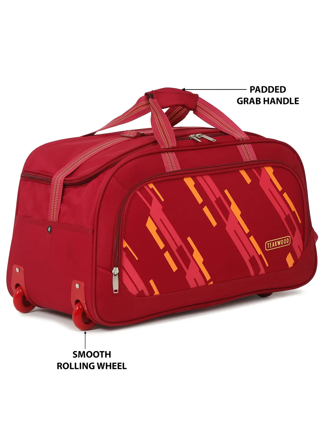 Teakwood Leather Maroon Printed Small Duffel Bag
