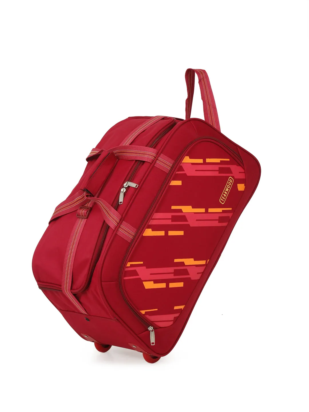 Teakwood Leather Maroon Printed Small Duffel Bag