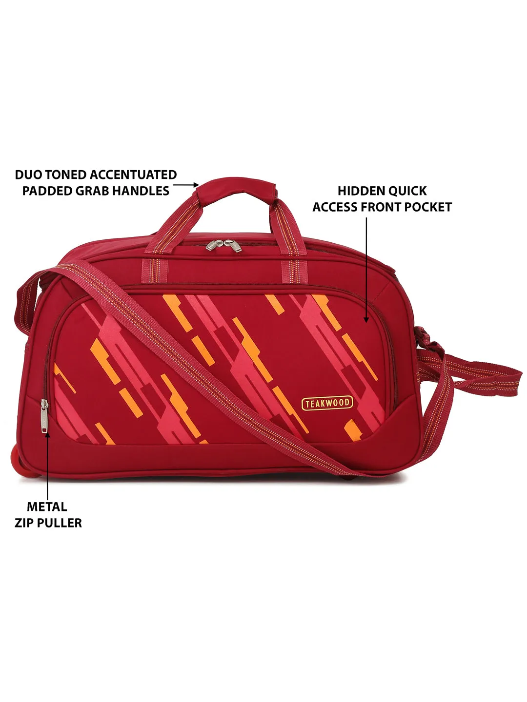 Teakwood Leather Maroon Printed Small Duffel Bag