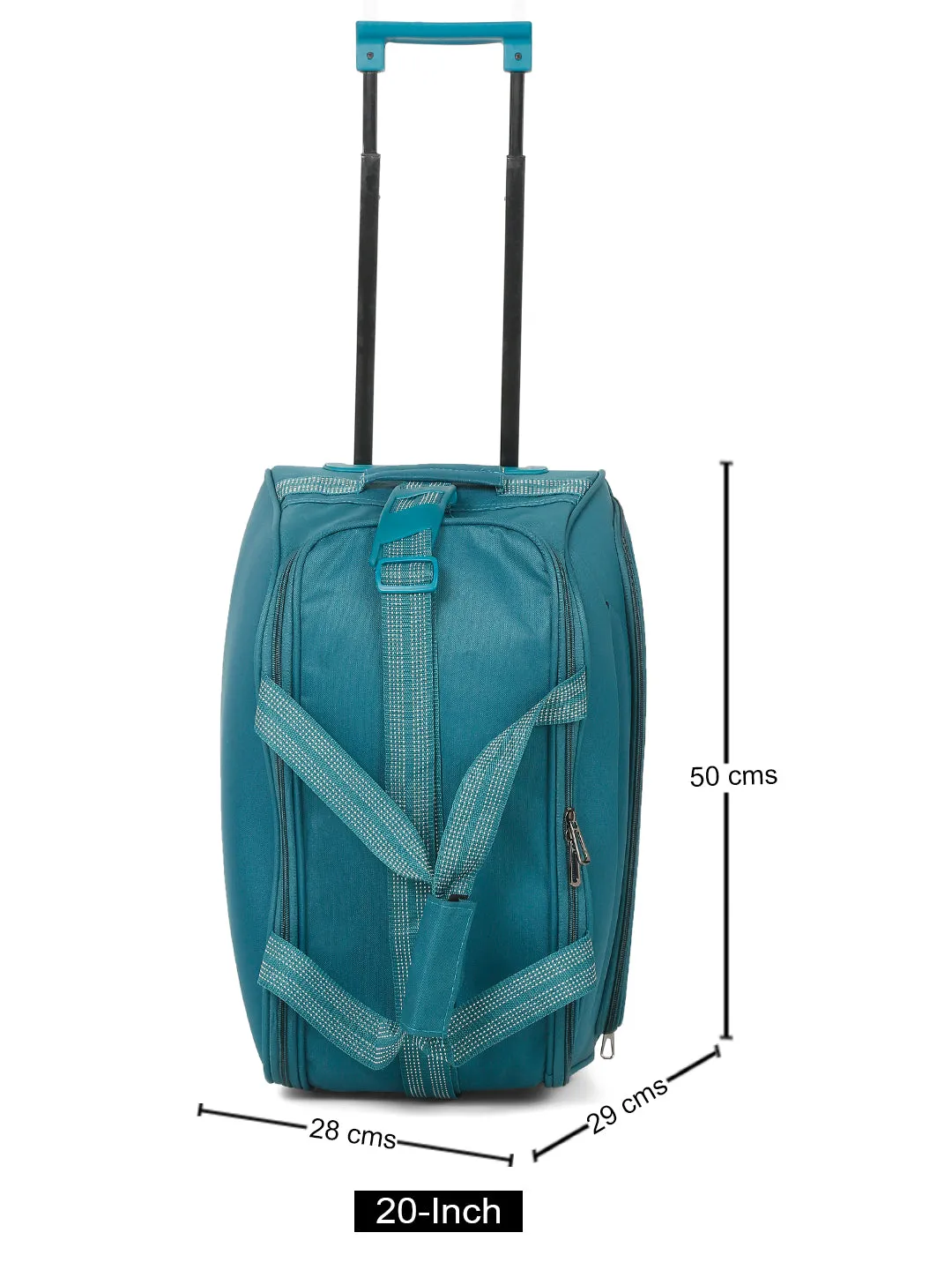 Teal Printed Small Duffel Trolley Bag