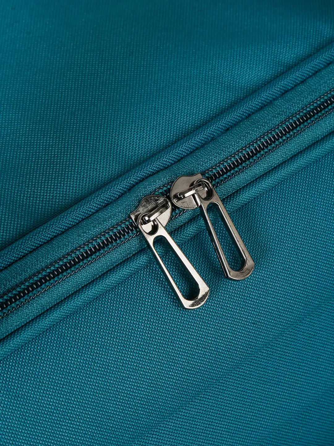 Teal Printed Small Duffel Trolley Bag