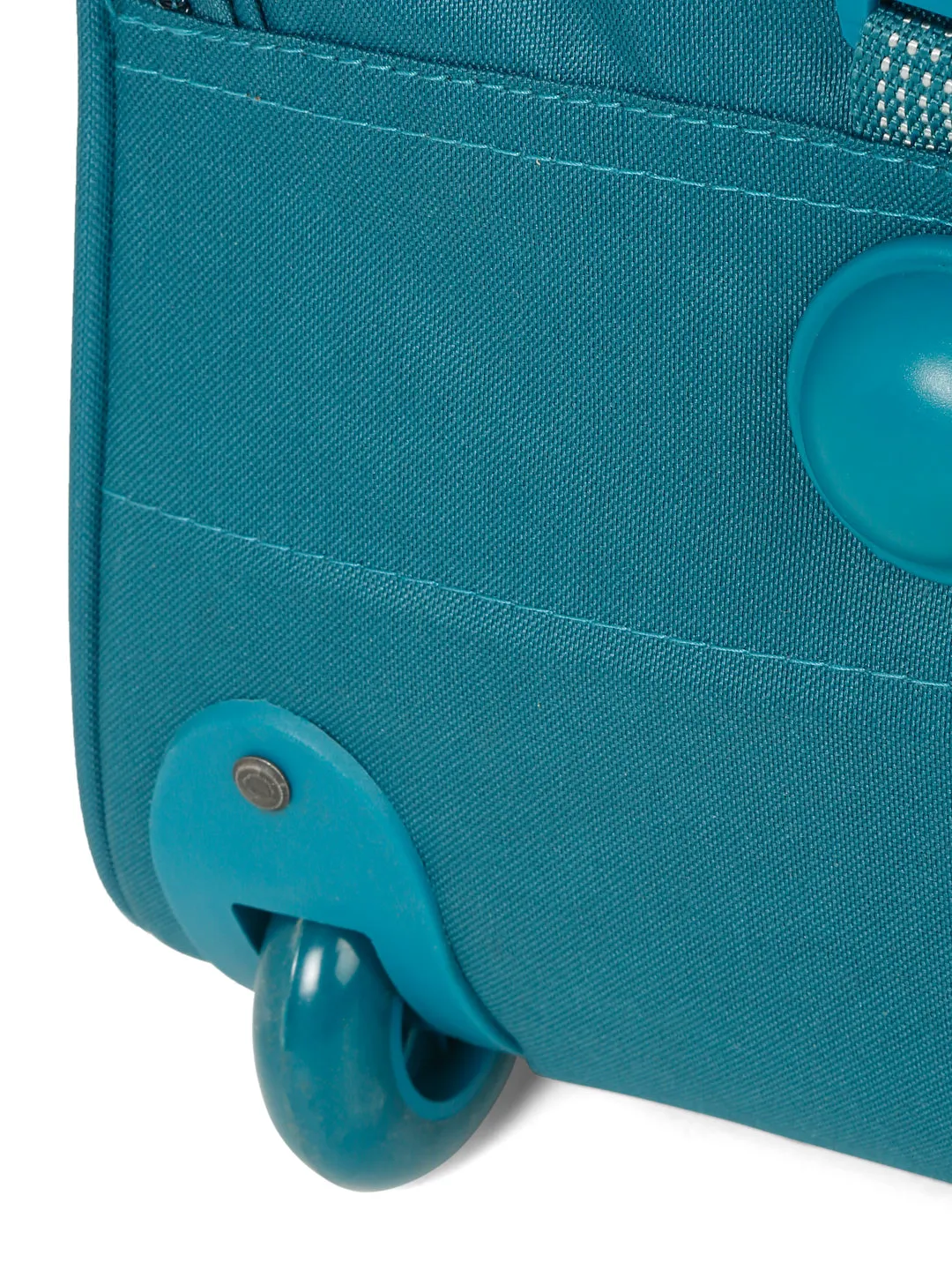 Teal Printed Small Duffel Trolley Bag