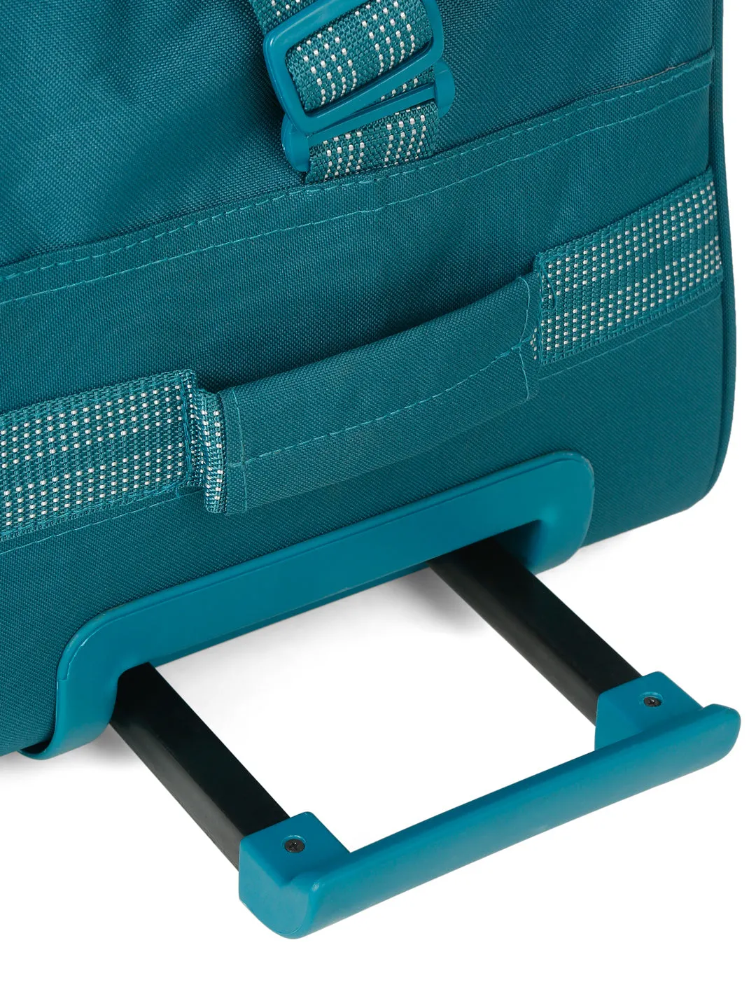 Teal Printed Small Duffel Trolley Bag
