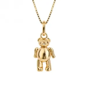 Teddy Bear Yellow Gold Plating Diamond Pendant P5300