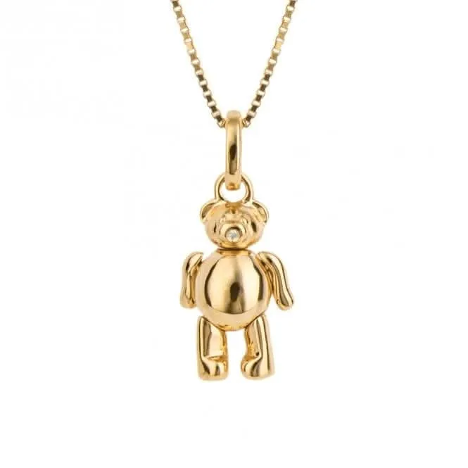 Teddy Bear Yellow Gold Plating Diamond Pendant P5300