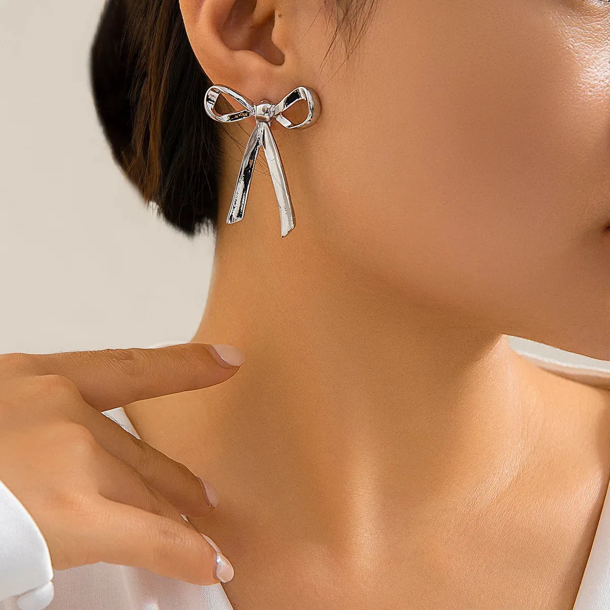 TEEK - Cute Plated Bowknot Earrings