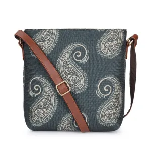 THE CLOWNFISH Aahna Polyester Crossbody Sling bag for Women Casual Party Bag Purse with Adjustable Shoulder Strap and Printed Design for Ladies College Girls (Brown)